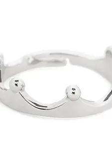 March by FableStreet Rhodium-Plated 925 Sterling Silver Minimal Crown Ring