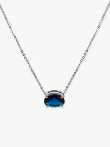 March by FableStreet Rhodium-Plated 925 Sterling Silver Minimal Blue Handcrafted Necklace
