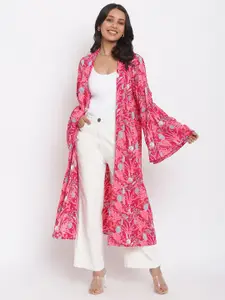 Fabindia Women Pink & Blue Printed Shrug
