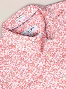 U.S. Polo Assn. U S Polo Assn Men White & Orange Floral Printed Casual Shirt