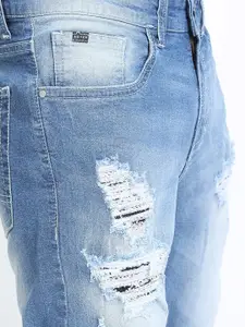 KETCH Men Blue Tapered Fit High Distress Light Fade Stretchable Jeans