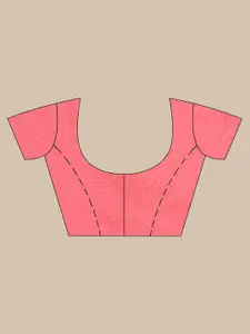 Laa Calcutta Pink & Gold-Toned Woven Design Zari Silk Cotton Jamdani Saree