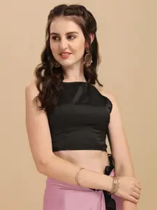 Sangria Pink & Black Silk Blend Ruffle Saree