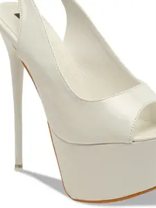 Flat n Heels White Solid Stiletto Peep Toes