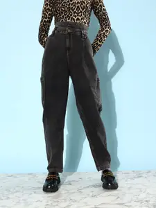 The Roadster Lifestyle Co. Women Charcoal Black Preppy College Cool Utility Jeans