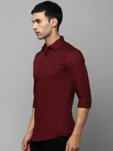 Allen Solly Men Maroon Solid Slim Fit Casual Shirt