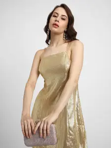 FOREVER 21 Gold-Toned Embellished Sheath Mini Dress