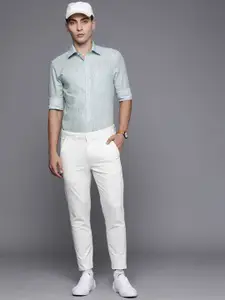 Louis Philippe Men Grey & Green Classic Fit Golf Leisure Printed Casual Shirt