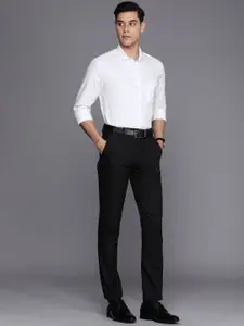 Louis Philippe Men White Self designed Classic Pure Cotton Formal Shirt