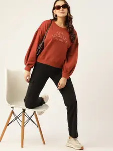 DressBerry Women Embroidered Drop-Shoulder Sweatshirt