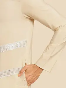 KISAH Men Cream-Coloured Kurta with Churidar