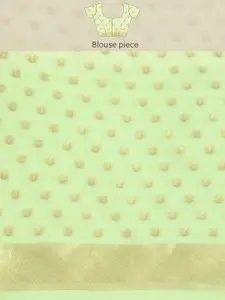 Silk Land Green & Gold-Toned Woven Design Zari Saree