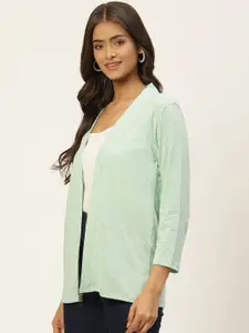 WISSTLER Women Green Solid Pure Cotton Shrug