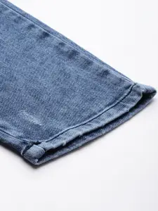 FOREVER 21 Women Blue Heavy Fade Colourblocked Acid-Wash Stretchable Jeans