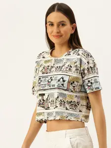 JUNEBERRY Disney Print Placement Print Crop Top