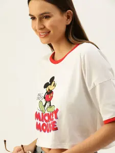 JUNEBERRY White Print Extended Sleeves Placement Print Top