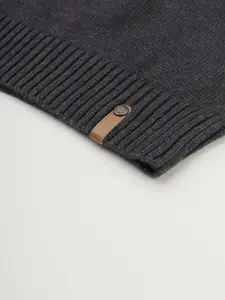 Peter England Men Charcoal Grey Cardigan