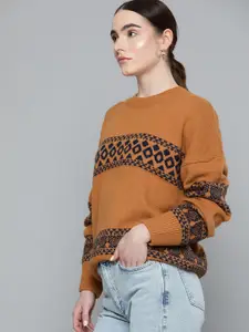 Chemistry Geometric Pattern Drop-Shoulder Sleeves Pullover