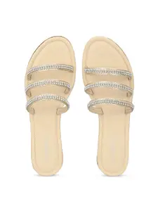 DressBerry Women Off White Party Open Toe Flats