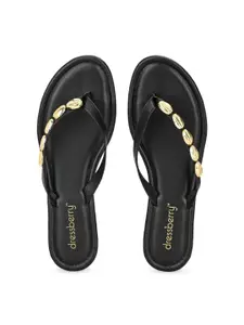 DressBerry Women Black Open Toe Flats