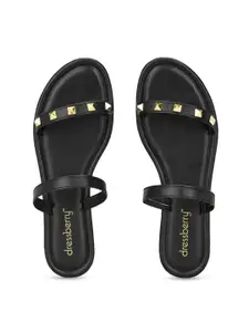 DressBerry Women Black Open Toe Flats