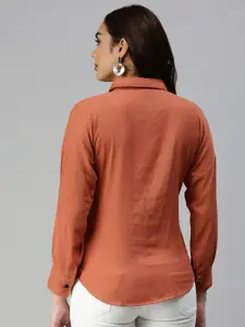 SHOWOFF Women Rust Regular Fit Casual Shirt