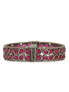 Binnis Wardrobe Set of 2 Silver-Tone Pink Stone Studded Bangles