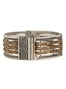 Binnis Wardrobe Gold-Toned & Silver-Plated Oxidised Screw Bangle