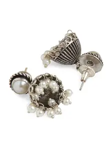Binnis Wardrobe Women silver plated white drop jhumka