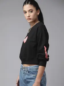 Roadster Women Black Printed Sweatshirt