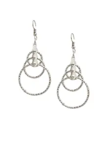 Binnis Wardrobe Silver-Toned Contemporary Drop Earrings