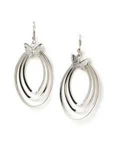 Binnis Wardrobe Silver-Toned Contemporary Drop Earrings
