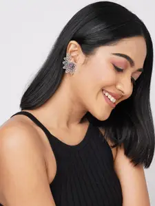 Binnis Wardrobe Silver-Toned Floral Shaped Studs Earrings