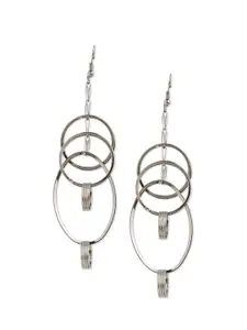 Binnis Wardrobe Silver-Toned Contemporary Drop Earrings
