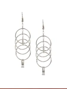 Binnis Wardrobe Silver-Toned Contemporary Drop Earrings