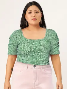 Berrylush Green Floral Print Top