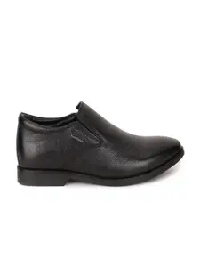 Hush Puppies Men Black Textured Leather Formal Slip-On