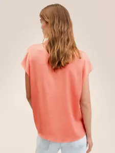 MANGO Women Orange Casual Shirt  with Satin Finish