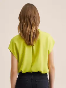 MANGO Women Fluorescent Green Solid Casual Shirt