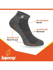 Supersox Men Pack Of 3 Solid Ankle-Length Cotton Socks
