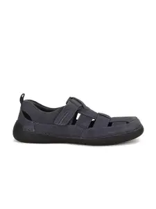 Hush Puppies Men Navy Blue Leather Shoe-Style Sandals