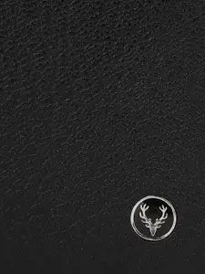 Allen Solly Men Black & Orange Textured Leather Two Fold Wallet