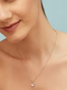 Zavya 925 Sterling Silver Rose Gold-Plated Pendant With Chain