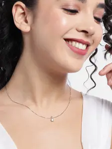 Zavya 925 Sterling Silver Rhodium-Plated Chain With Pendant