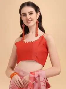 Sangria Orange Organza Printed Saree