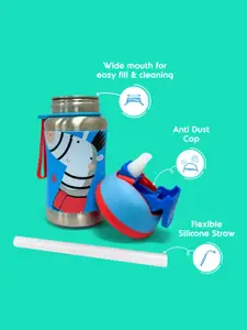 Rabitat Boys Blue & Red Printed Steel Play Stainless Steel Sipper Water Bottle- 350 ml
