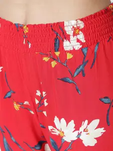 BStories Women Red & White Printed Lounge Pants