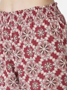 BStories Women Maroon Printed Lounge Pants