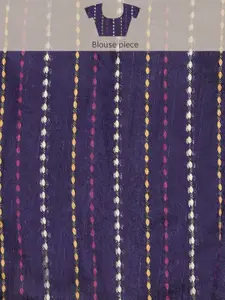 Saree mall Purple & Pink Striped Art Silk Block Print Saree