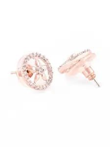 AMI Rose Gold Floral Studs Earrings